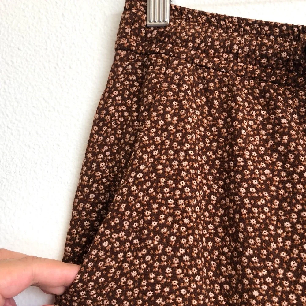& Other Stories Brown Tan Ditsy Floral Wide Leg Trouser Pants Size 4